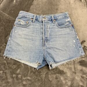 Levi’s Premium Ribcage Jean Shorts Women’s Sz 29 Blue High Rise Cut Off Denim